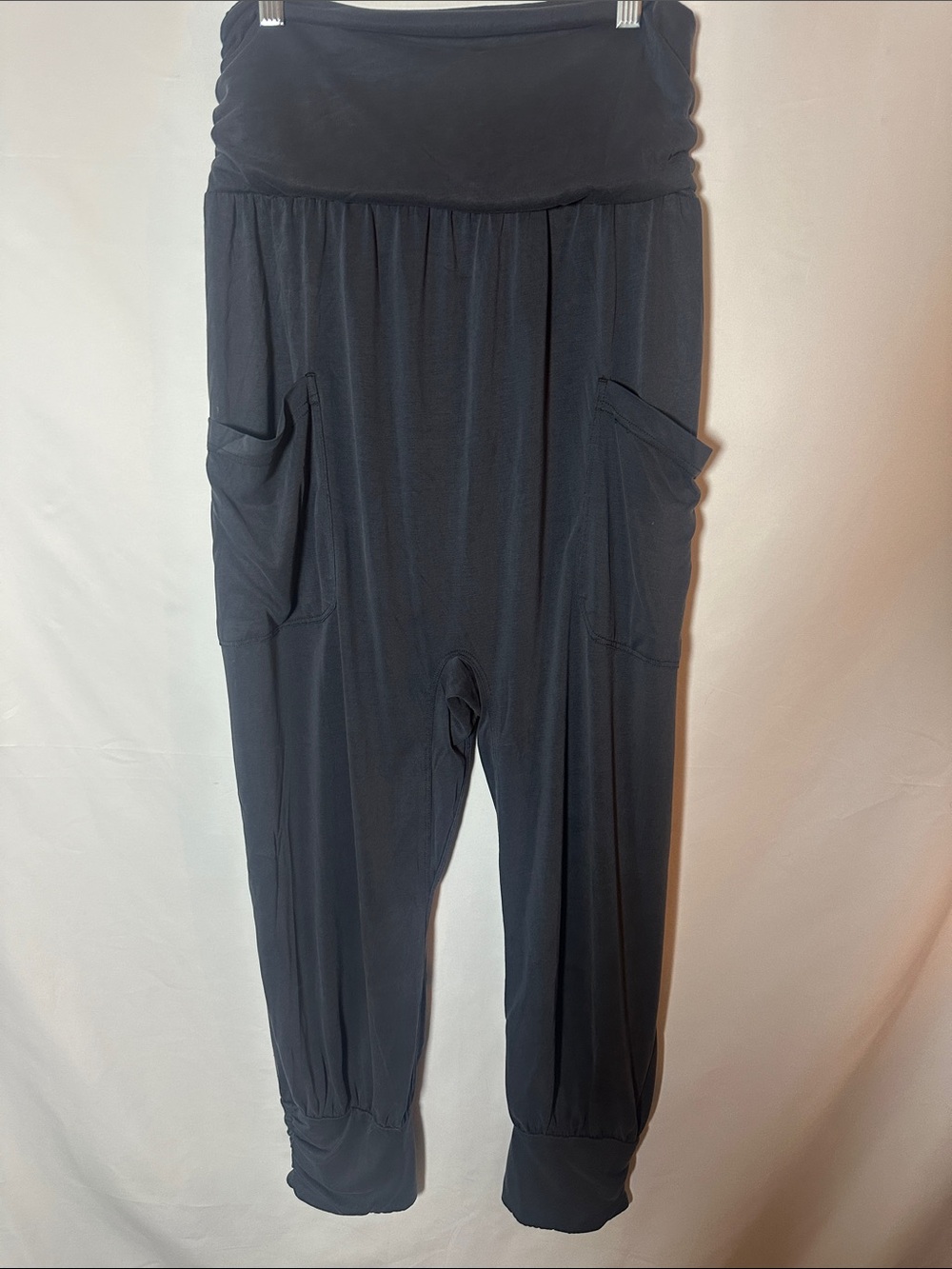 Free People Black Cropped Harem Pants with Side Pockets